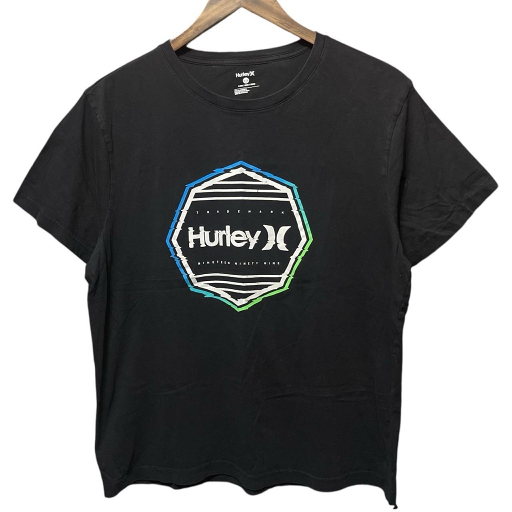 Black Hurley Brand Front Graphic Skater Skateboarding Surfing Crewneck TShirt